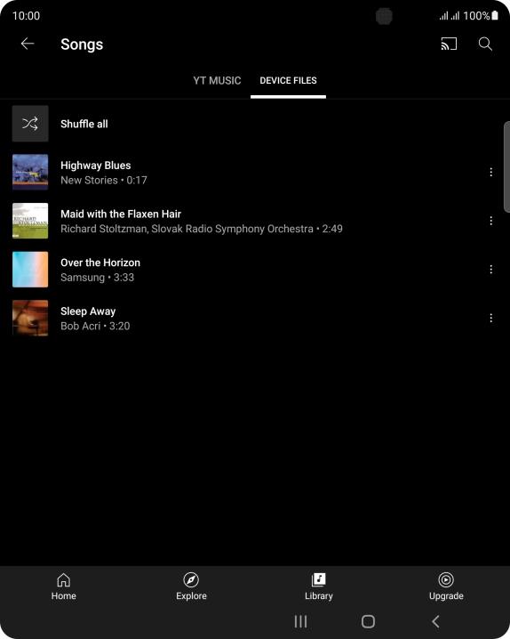 Press the required audio file.