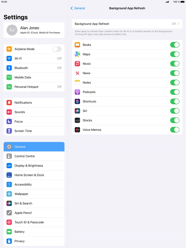 Press Background App Refresh.