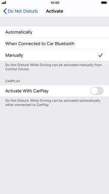 Press the required setting.
