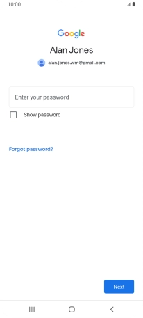 Press Enter your password and key in the password for your Google account.
