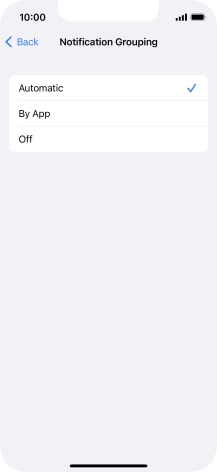 Press the required setting.