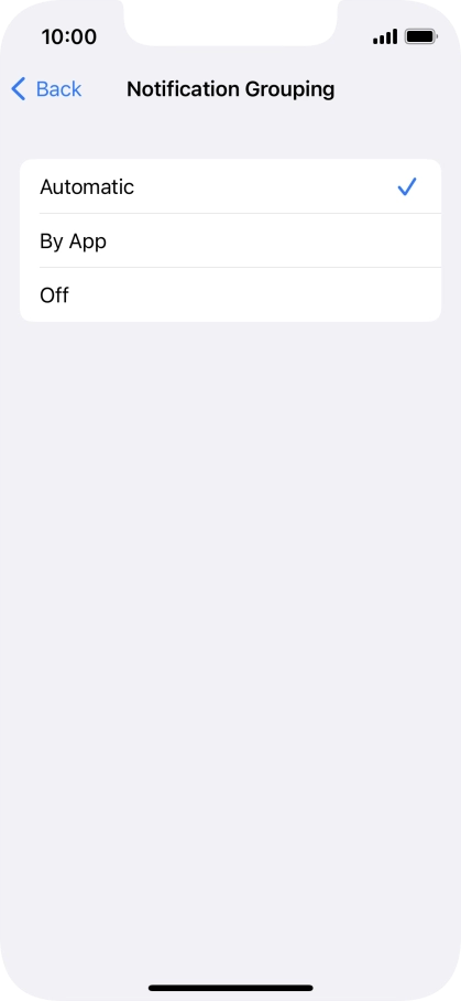 Press the required setting.