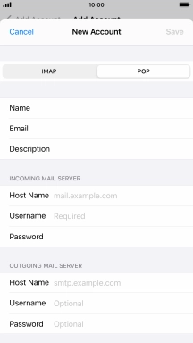 Press Host Name and key in the name of your email provider's incoming server.