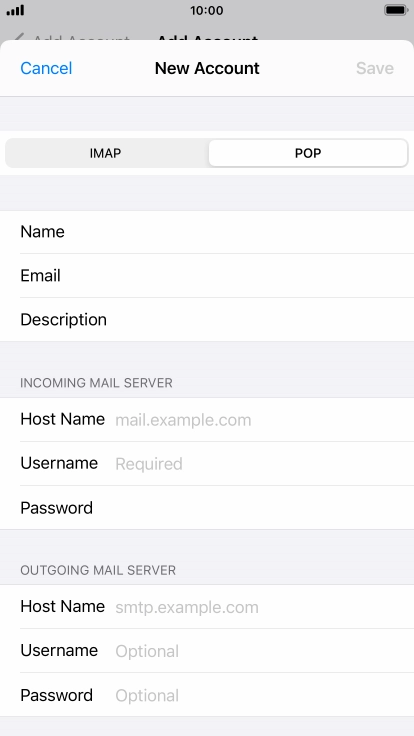 Press Host Name and key in the name of your email provider's incoming server.