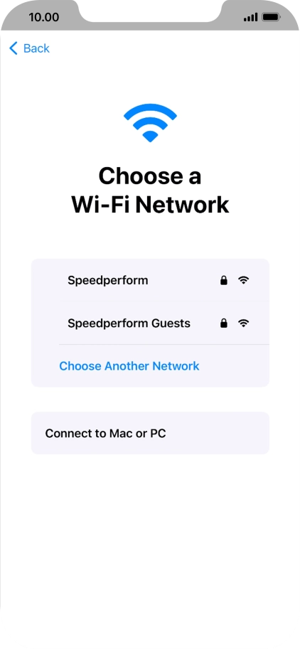 Press the required Wi-Fi network.