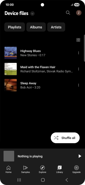 Press the required audio file.
