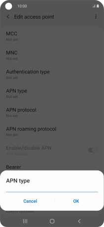 Key in default and press OK.
