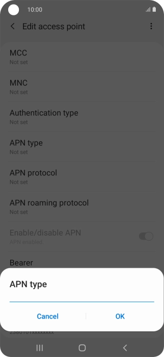 Key in default and press OK.
