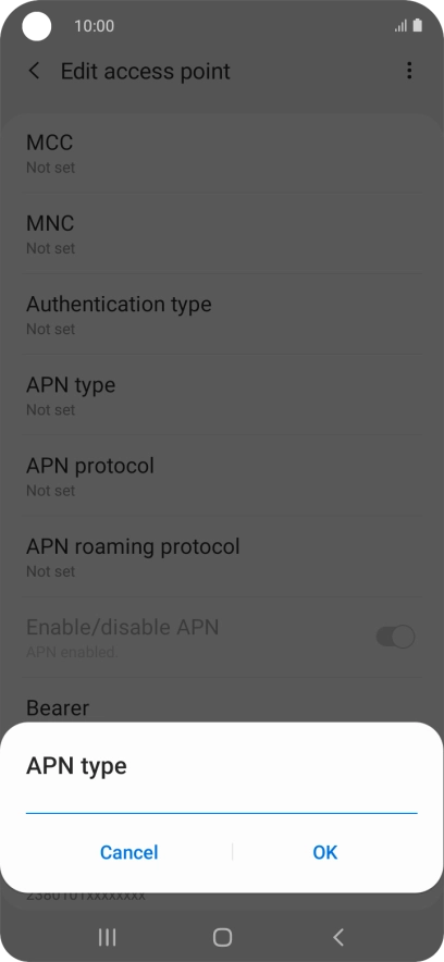 Key in default and press OK.