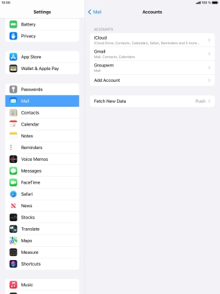 Press the name of the email account you've just set up. Press the name of the email account you've just set up.
