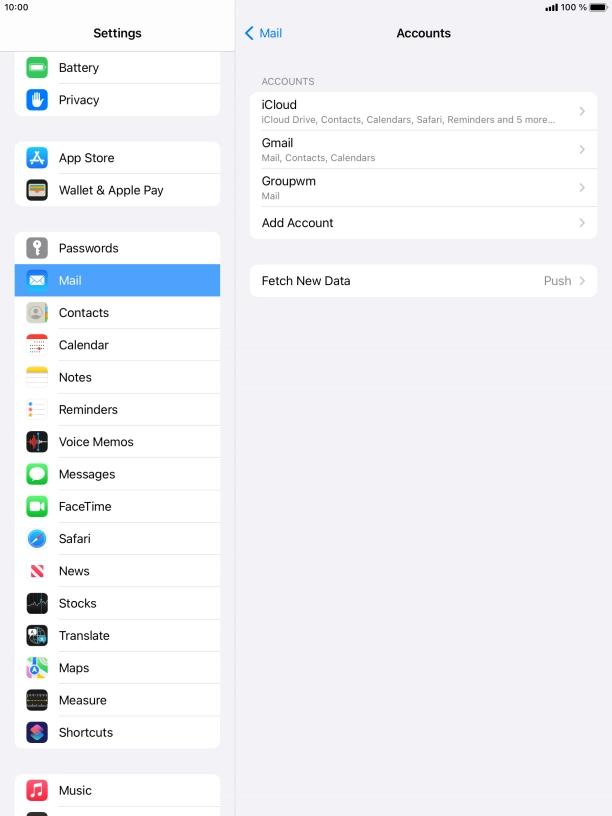 Press the name of the email account you've just set up. Press the name of the email account you've just set up.