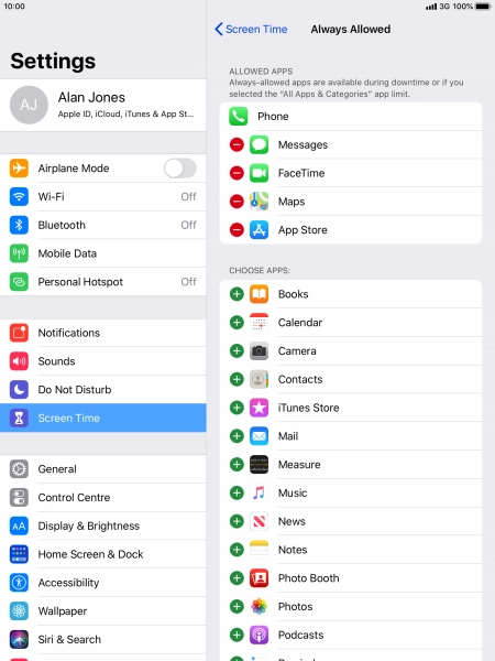 Press the remove icon next to the required app to remove it from the list of allowed apps during Downtime. Press the remove icon next to the required app to remove it from the list of allowed apps during Downtime.