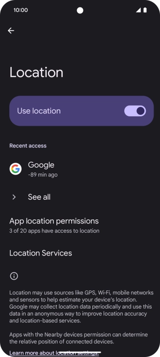 Press App location permissions.