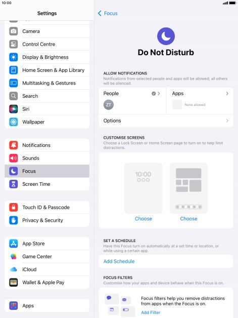 Press People and follow the instructions on the screen to select which contacts you would like to receive calls and notifications from when Do Not Disturb is turned on.