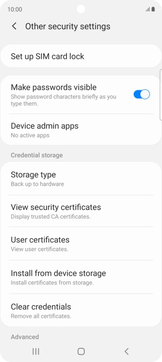 Press Set up SIM card lock. Press Set up SIM card lock.
