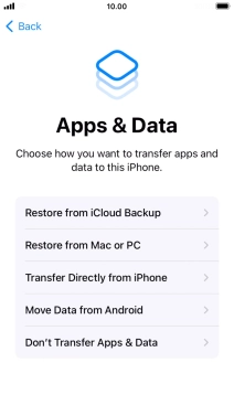 Press Don't Transfer Apps & Data and follow the instructions on the screen to finish the activation.