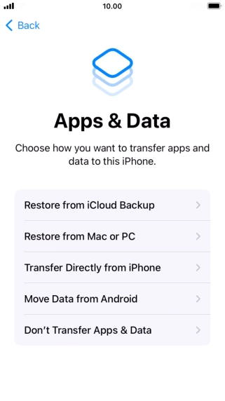 You can transfer content from an Android phone when your phone is activated for the first time and after a factory reset. When this screen is displayed, your phone is ready to transfer content from an Android phone.