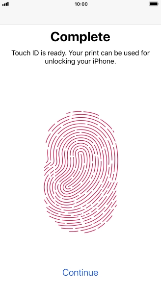 Press Continue. If you haven't previously selected a phone lock code, key in a code of your own choice twice.