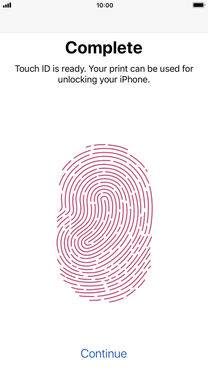 Press Continue. If you haven't previously selected a phone lock code, key in a code of your own choice twice.