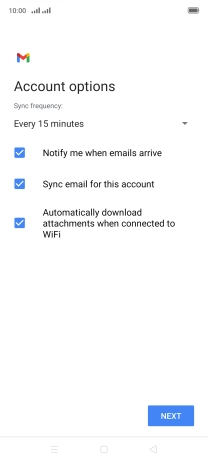 If this screen is displayed, you email account has been recognised and set up automatically. Follow the instructions on the screen to key in more information and finish setting up your phone.