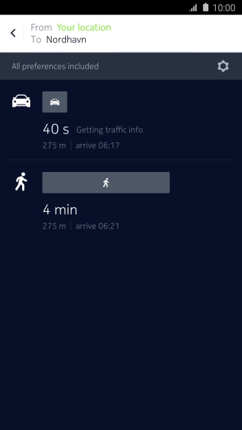 Press the required mode of transportation.