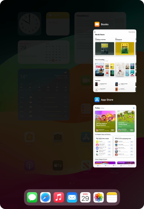 Slide upwards on the required application to end it.