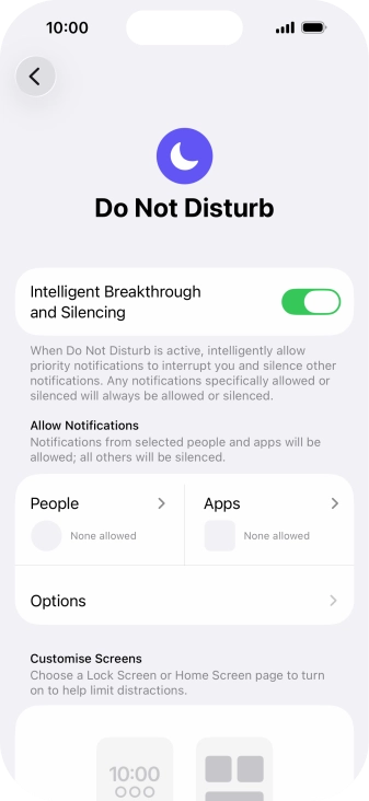 Press People and follow the instructions on the screen to select which contacts you would like to receive calls and notifications from when Do Not Disturb is turned on. Press People and follow the instructions on the screen to select which contacts you would like to receive calls and notifications from when Do Not Disturb is turned on.
