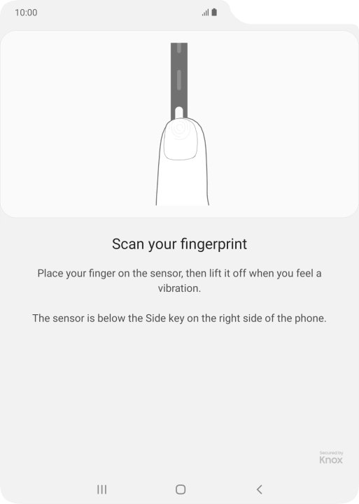 Follow the instructions on the screen to create the phone lock code using your fingerprint. Follow the instructions on the screen to create the phone lock code using your fingerprint.