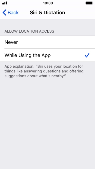 Press the required setting to turn the function on or off.