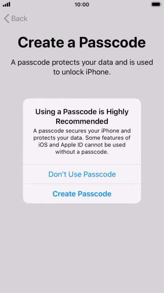 If you turn off the function, press Don't Use Passcode.