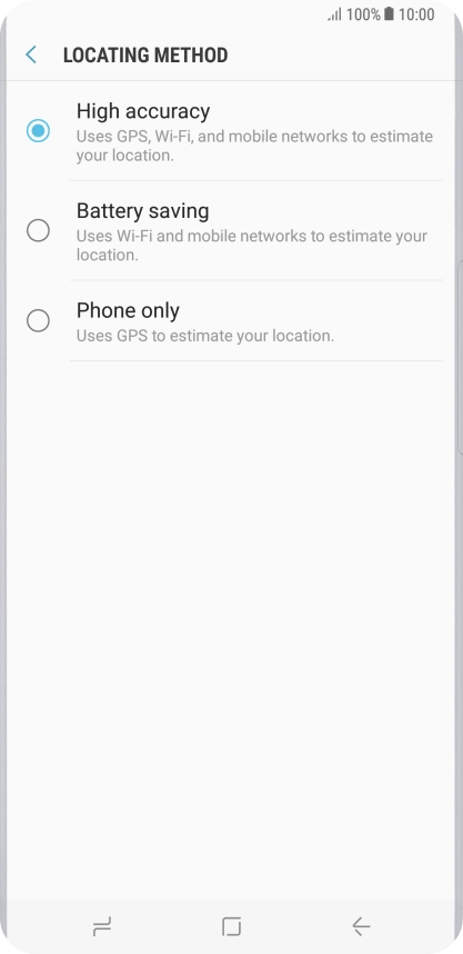 If you select High accuracy, your phone can find your exact position using the GPS satellites, the mobile network and nearby Wi-Fi networks. Satellite-based GPS requires a clear view of the sky.