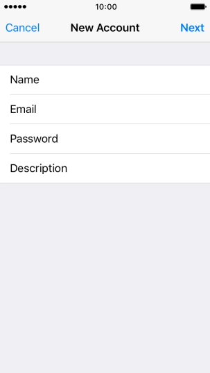 Press Description and key in the password for your email account.