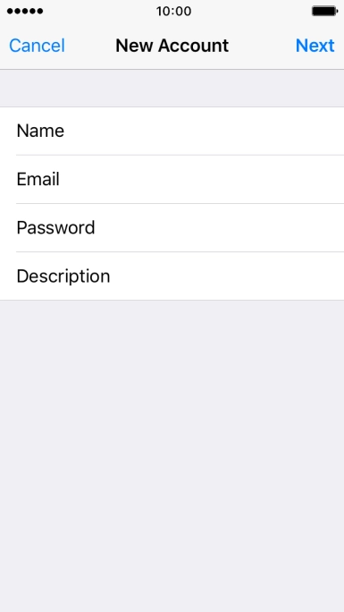 Press Description and key in the password for your email account.