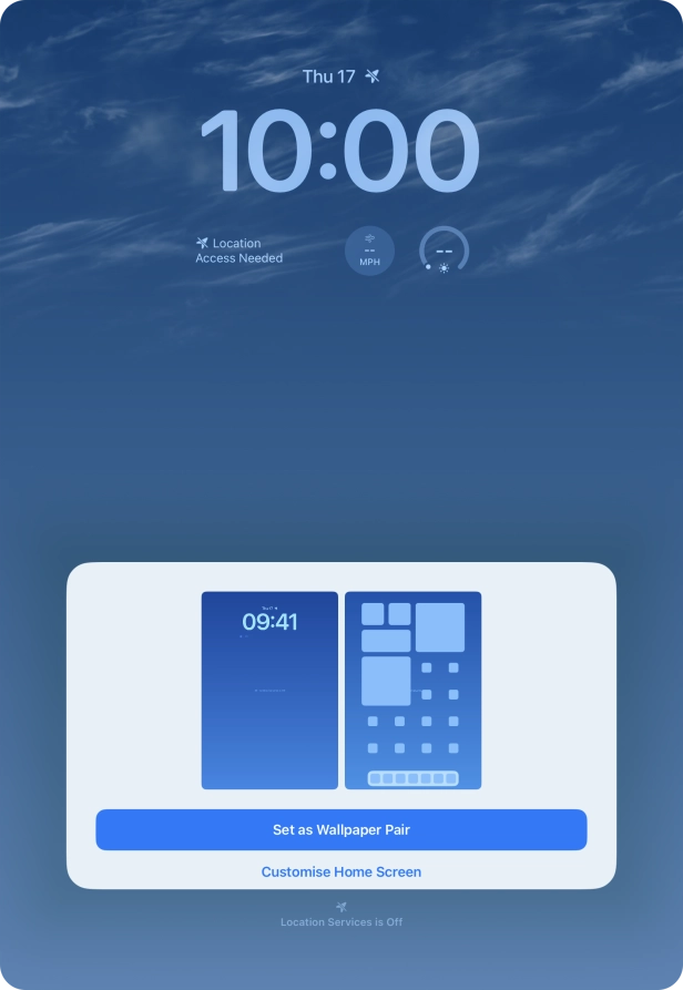 To use the same colour theme on the home screen, press Set as Wallpaper Pair.
