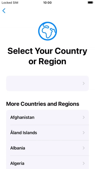 Press the required country or area.
