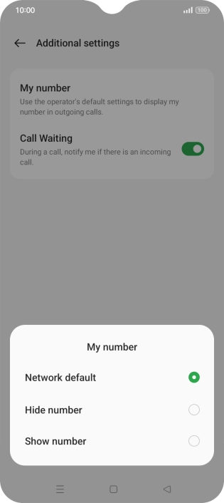 Press Show number to turn on caller identification.