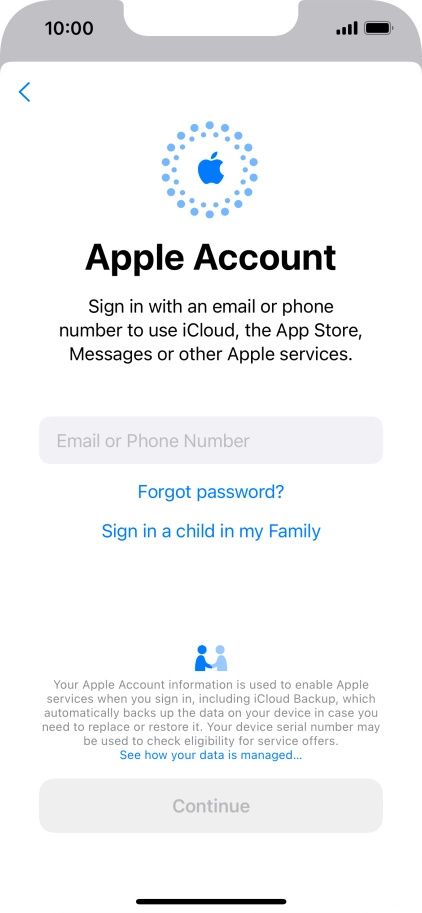 Press Email or Phone Number and key in the username for your Apple ID.