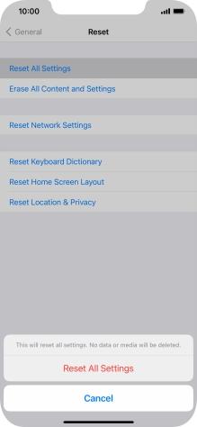 Press Reset All Settings.
