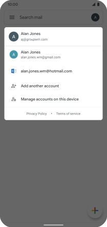 Press the required email account.