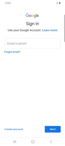 If you don't have a Google account, press Create account and follow the instructions on the screen to create an account.