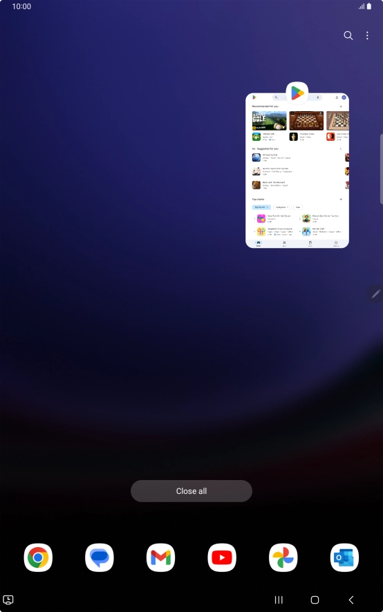 To end one running application, slide your finger upwards on the required application.
