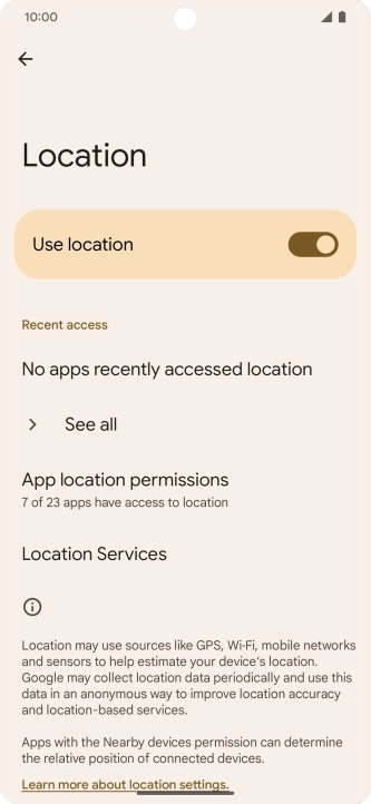 Press App location permissions.