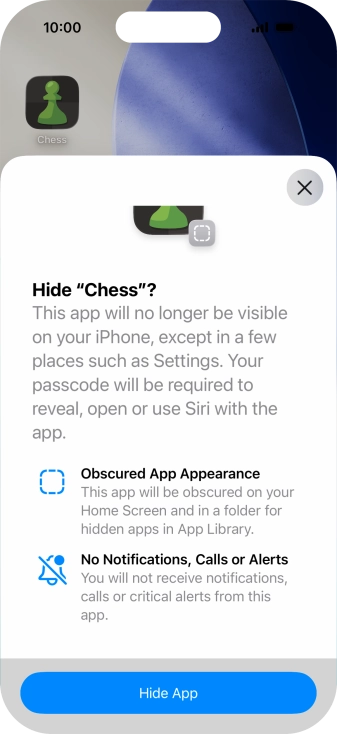 Press Hide App.