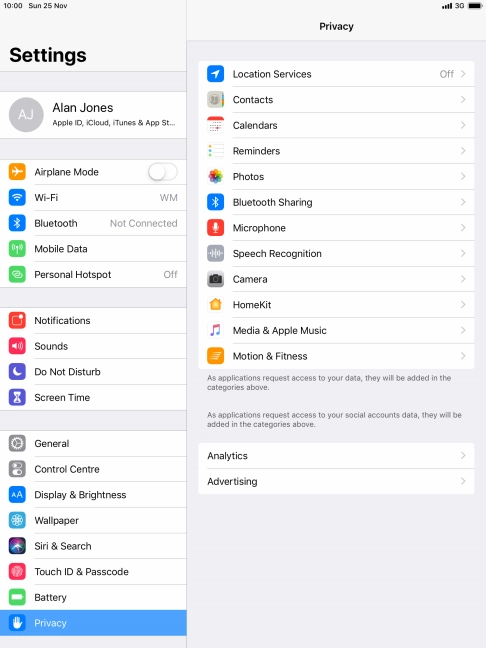 Press Location Services.