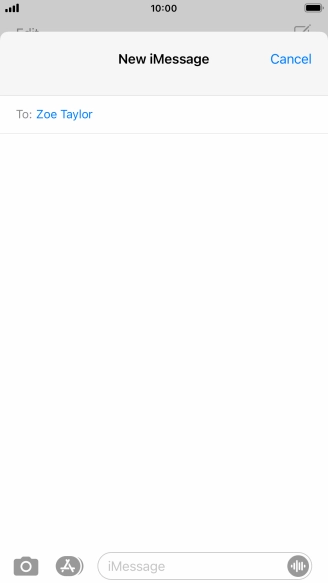 If the recipient can receive iMessages, iMessage is displayed in the text input field.