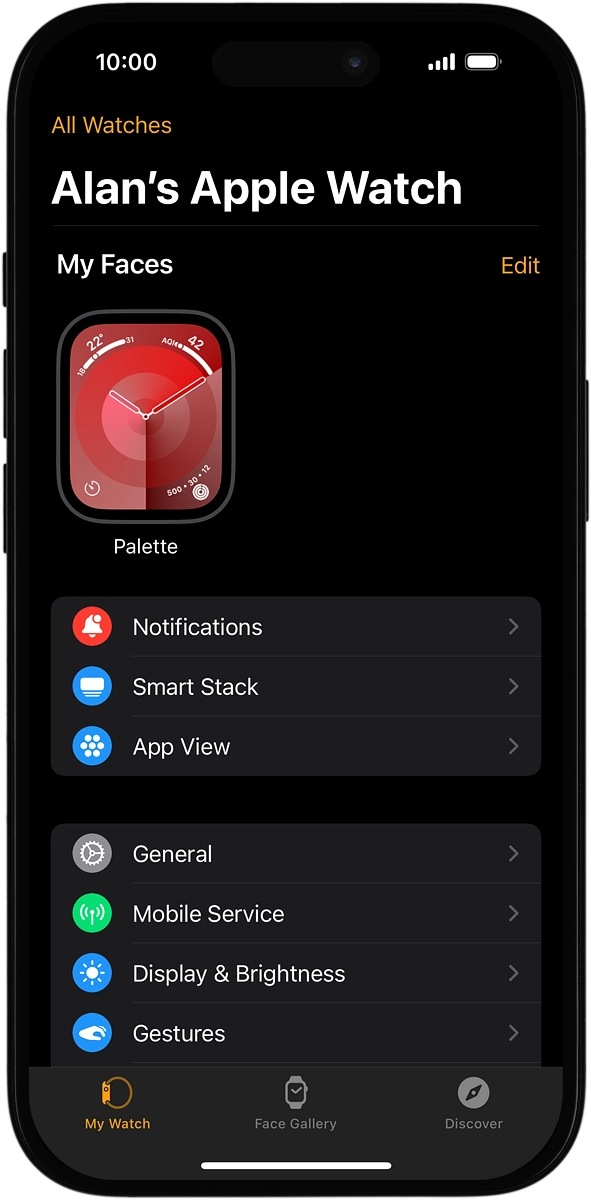 On your phone: Press My Watch.