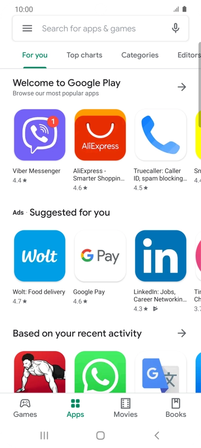 Press the search field.