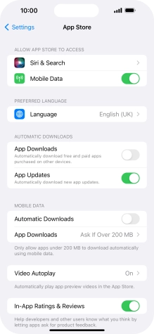 Press the indicators next to the required content types to turn the function on or off.