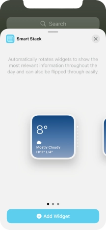 Slide your finger right or left on the screen to select the required widget size.