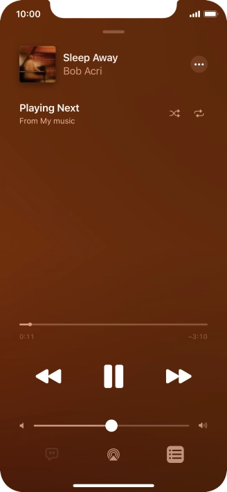 Press the shuffle icon to turn the function on or off.